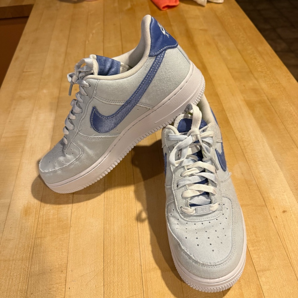 Nike Air Force 1 White and Blue Shoes 8.5